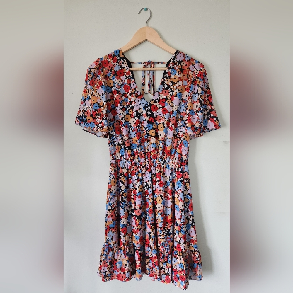 Rebecca Minkoff Floral Red Multicolor Mini Dress Sz S - Picture 3 of 6